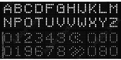 dot matrix font on black background alphabet