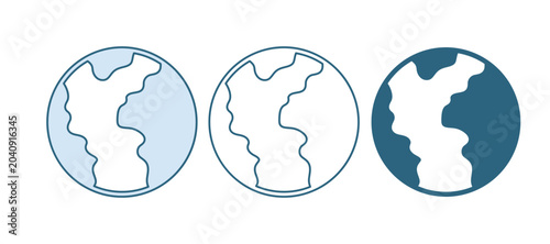 Foto Blue Global economic crisis icon isolated on white background