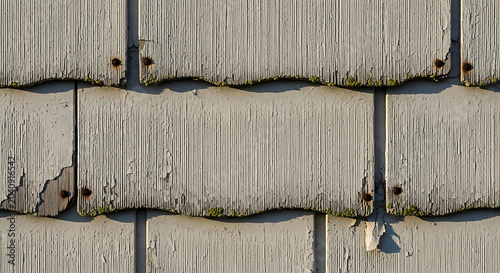 Old Weathered Asbestos Cement Siding on a House Exterior Showing Dangerous Fibrous Texture and Decay Requiring Professional Abatement and Remediation Services