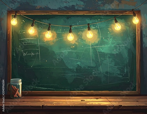 Illustration d'un  tableau noir avec des craies