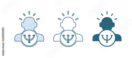 Photos Blue Psychology icon isolated on white background