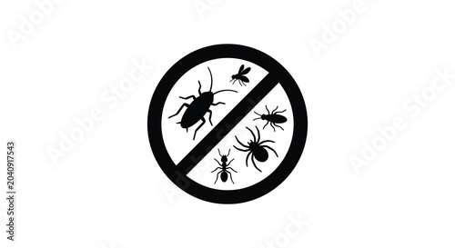 Bild auf Leinwand no insects sign with black silhouettes on white background silhouette bugs prohi