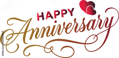 Schilderij op canvas Happy Anniversary Elegant Celebration Typography Decorative Romantic Vector Illu