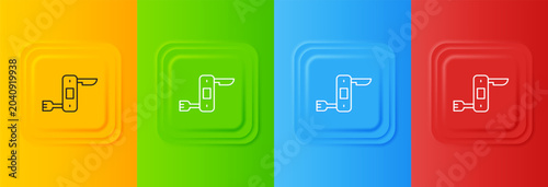 Bild auf Leinwand White Swiss army knife icon isolated on colorful background