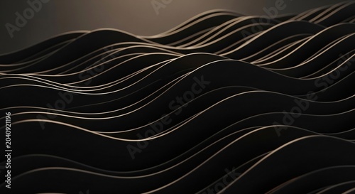 Abstract Dark Wavy Lines with Soft Light and Shadow Effect