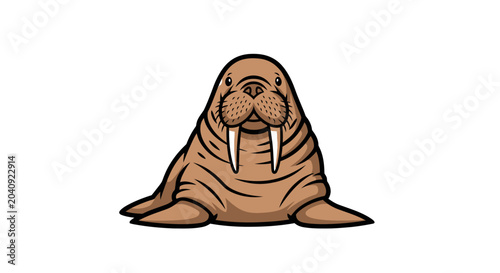 Cute cartoon walrus mascot illustration isolated on white background