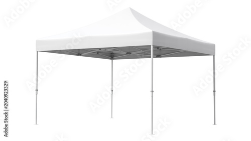 White pop-up canopy tent with silver metal frame shelter