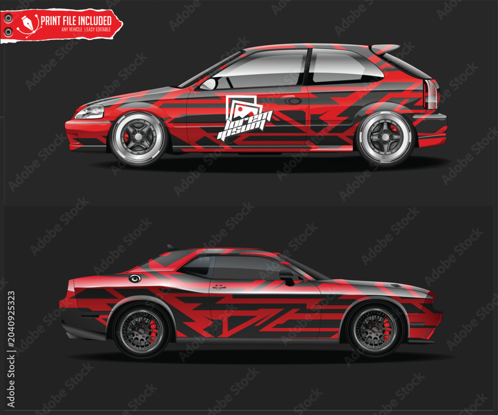 Naklejka premium Stylized Cars with Bold Patterns