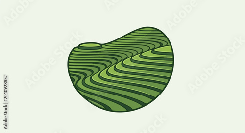 Abstract green layered hillside with contour lines