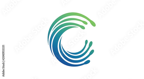 Abstract wave logo with blue and green gradient colors creating a modern and fluid C shape, perfect for branding and design
