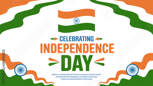 Foto Vibrant Indian Independence Day celebration with national flag and tricolor motifs, symbolizing freedom and national pride