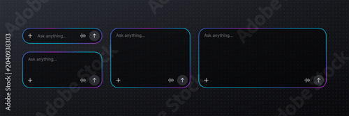 Quadro su tela Artificial intelligence prompt box ui elements with neon border