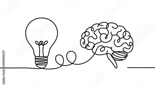  creative intelligence concept with human brain connected to light bulb illustration representing innovation knowledge learning problem solving and analytical thinking