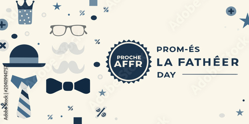 father s day promotional banner with french design elements