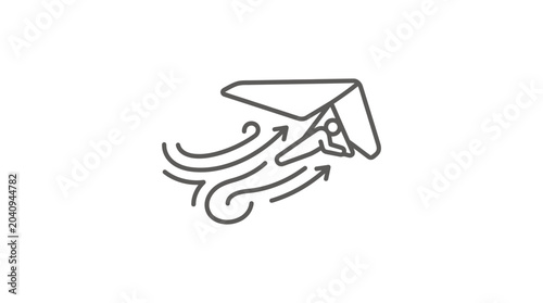 Tableau sur toile Simple hang glider with wind currents line icon.