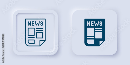 Quadro su tela Filled and outline News icon isolated on grey background