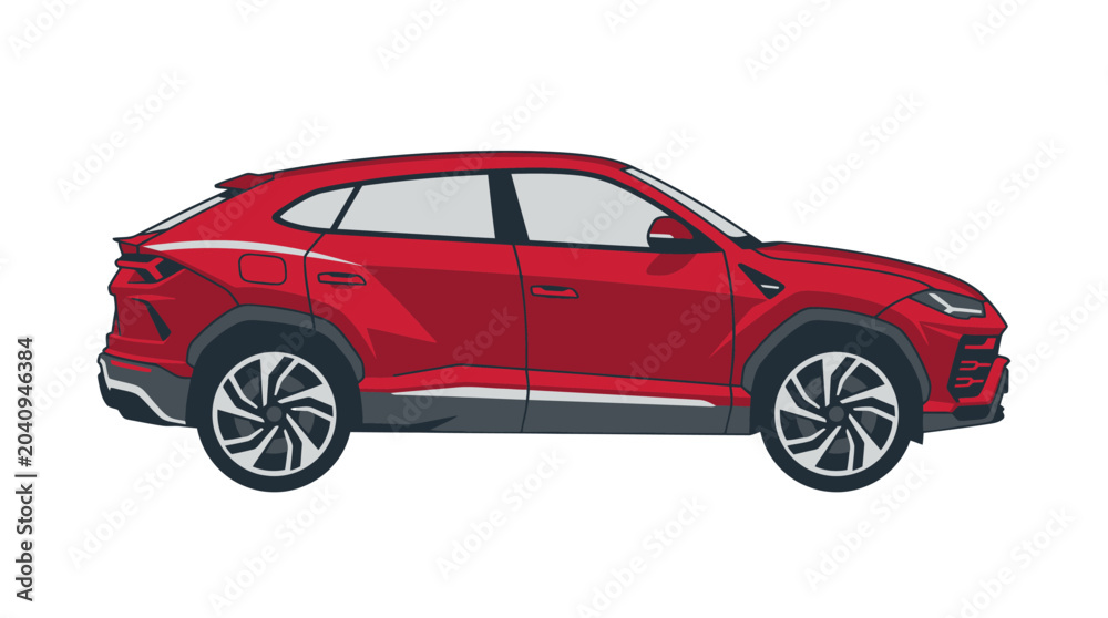 Obraz premium Red Luxury SUV Illustration - High Performance Crossover Vehicle Graphic