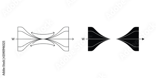 Tableau sur toile Abstract converging lines with arrows indicating flow and contraction against a