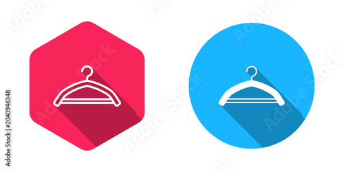 Tableau sur toile Filled and outline Hanger wardrobe icon isolated with long shadow background