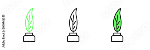 Bild auf Leinwand Set line Feather and inkwell icon isolated on white background