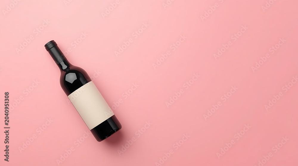Obraz premium Elegant Wine Bottle on Pink Background - A Stylish Beverage Presentation.