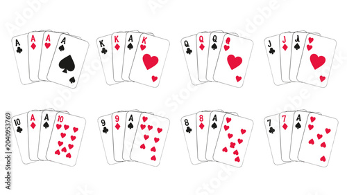Photos Poker card hands from royal flush to seven high illustration