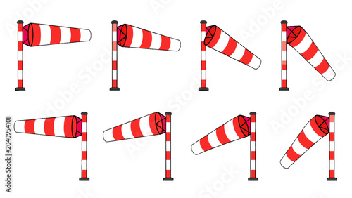 Billede på lærred Set of windsock icons showing different wind directions