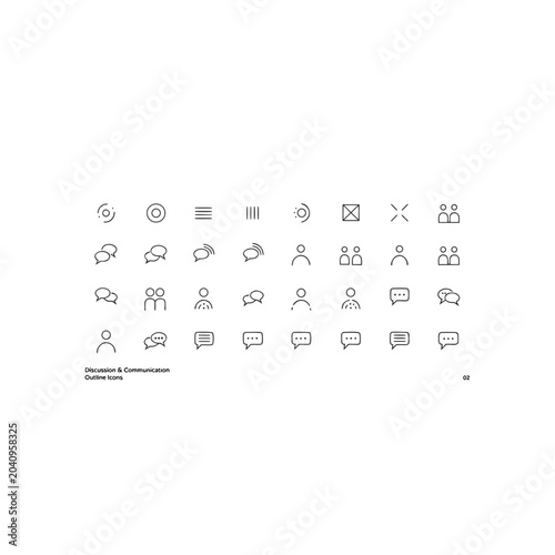 Discussion and communication outline icon set vector illustration