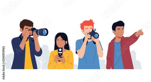Fotografía Diverse Group of Photographers and Observer Capturing Moments with Cameras