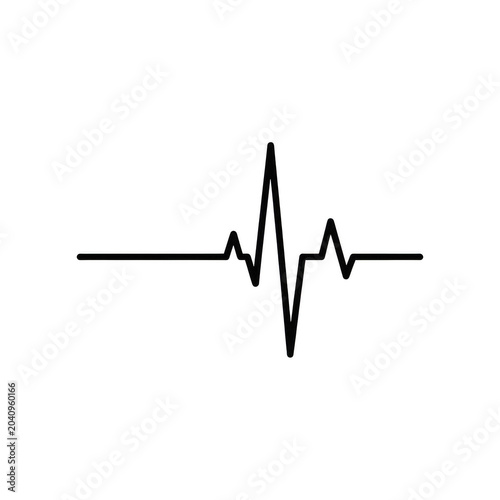 Simple heartbeat line isolated on transparent background