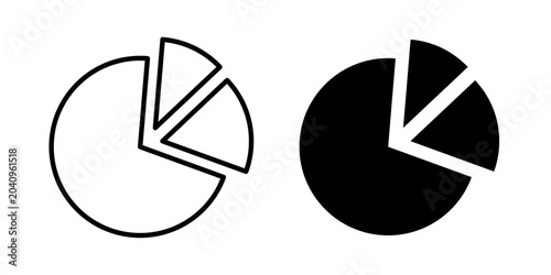 Cuadro en lienzo Pie chart icon in outline and solid style, isolated on white background