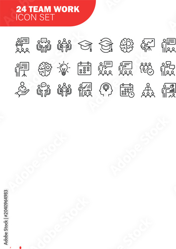 24 team work icon set business, education, idea, meeting
