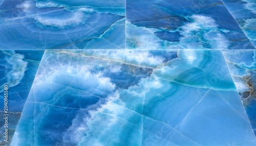 Fotografía Polished blue onyx stone floor tiles with luxury natural veining pattern