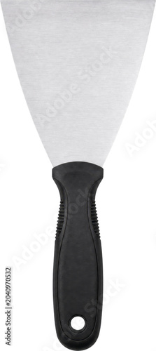 Professional metal putty knife scraper isolated on transparent background