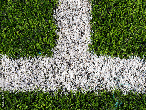 Thick intersection of white soccer field lines
