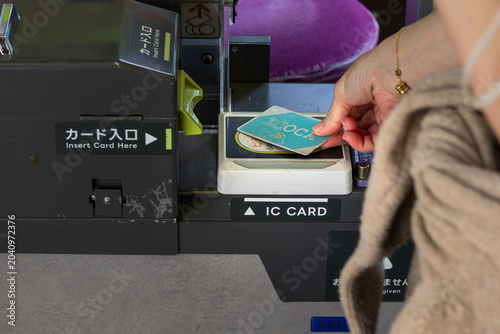 using ic card at ticket gate scanner in japanese station