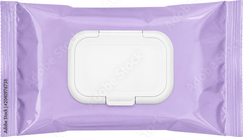 Makeup remover wipes in purple packaging isolated on transparent background