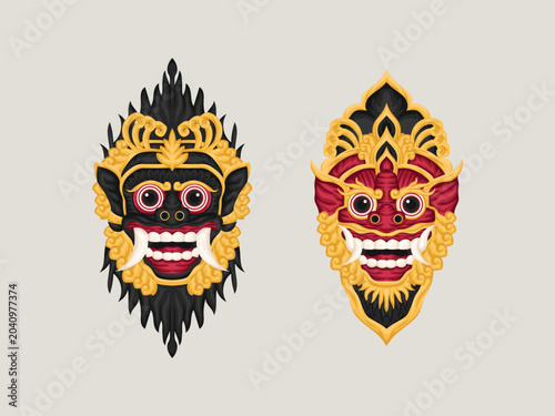 Balinese Barong Illustration Traditional Bali Cultural Character Vector for Heritage and Festival