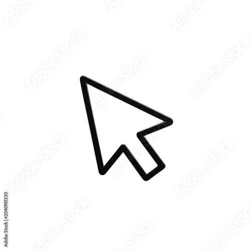 Simple black cursor arrow icon for user interface design isolated on transparent background