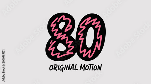 Cuadro en lienzo number eighty with pink squiggles vector graphic design illustration digit figur