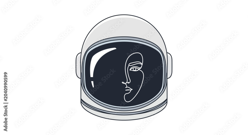 Fototapeta premium Astronaut helmet with face inside.