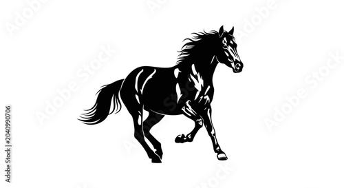 Canvastavla Black Horse Running Fast Galloping Animal.