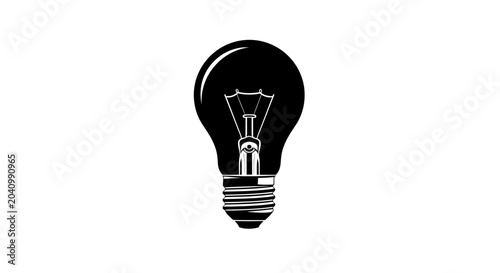 Billede på lærred Black Light Bulb Icon Isolated.