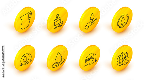 Принти на полотні Set line Earth planet in water drop, Chemical formula for H2O, Water, Recycle clean aqua, Washing hands with soap, Big bottle and Jug glass icon