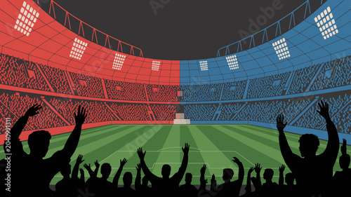 Fotografie football stadium celebration vector illustration soccer arena sports event fan c