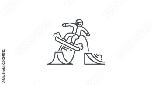 Bild auf Leinwand Line art illustration of a snowboarder performing a jump.