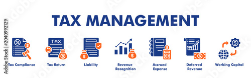 Cuadro en lienzo TAX MANAGEMENT web banner icon vector illustration concept for business with ico
