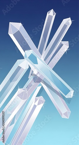 Blue and white abstract geometric flower design.