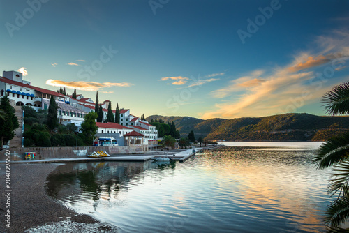 Cuadro en lienzo Hotels for tourist accommodation on the Adriatic coast in the tourist town of Ne