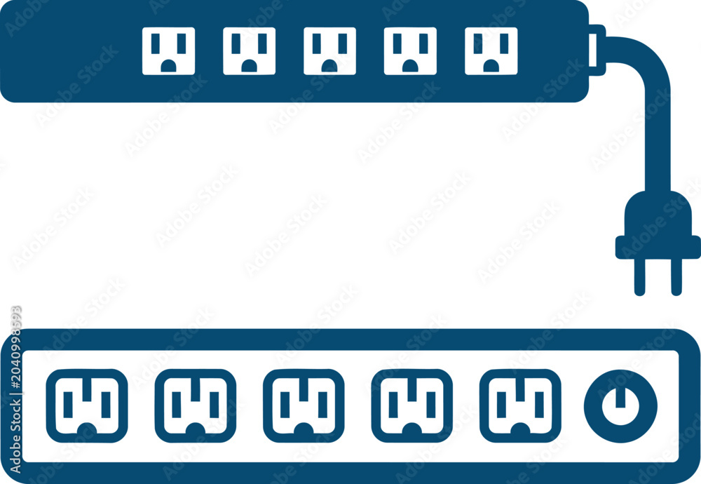 Fototapeta premium electric power strip with multiple sockets and plug electrical extension cord